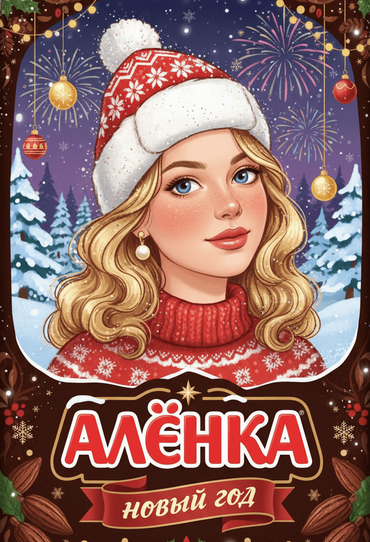 Neujahrs-Porträt im Alenka-Stil